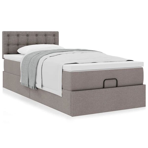 vidaXL Cadru de pat otoman cu saltea Taupe 80x200cm Material
