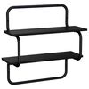 vidaXL Raft de perete cu 2 niveluri Stejar Negru 80 x 24,5 x 61 cm