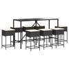 vidaXL Set mobilier bar de grădină cu perne, 9 piese, negru, poliratan