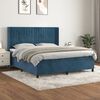 vidaXL Pat box spring cu saltea, albastru &icirc;nchis, 160x200 cm, catifea