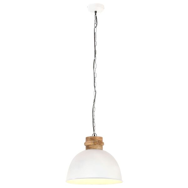 vidaXL Lampă suspendată industrială, alb, 50 cm, mango, E27, rotund
