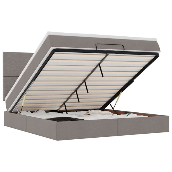 vidaXL Cadru de pat otoman cu saltea Taupe 160x200cm Material