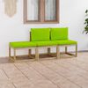 vidaXL Set mobilier de grădină, 3 piese, cu perne verde aprins