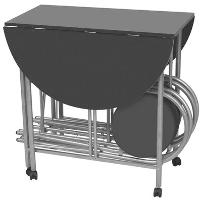 vidaXL Set masă și scaune de bucătărie pliante MDF, negru, 5 piese