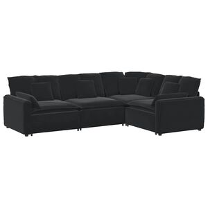 vidaXL Canapea modulară cu perne, negru, catifea