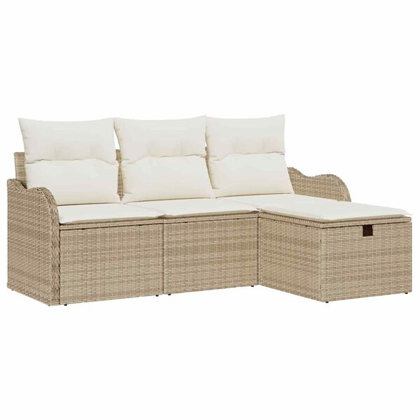 vidaXL Set de canapele pentru grădină cu pernă 4 pcs Rattan poli