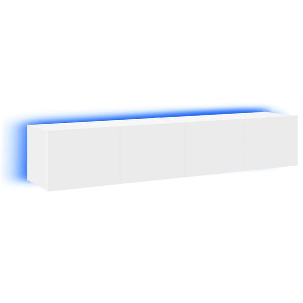 vidaXL Comode TV de perete cu lumini LED, 2 buc., alb, 80x35x31 cm