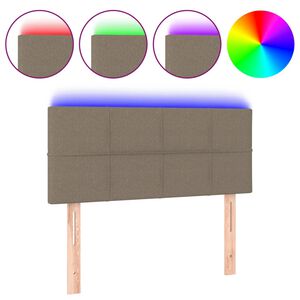 vidaXL Tăblie de pat cu LED, gri taupe, 90x5x78/88 cm, textil