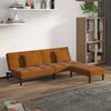 vidaXL Canapea extensibilă 2 locuri, 2 perne/taburet, maro, catifea