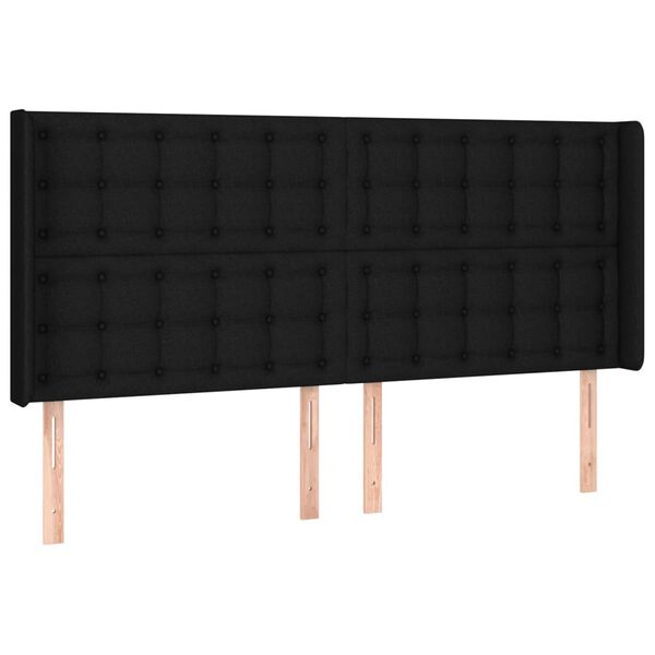 vidaXL Tăblie de pat cu aripioare, negru, 163x16x118/128 cm, textil