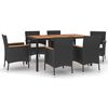 vidaXL Set mobilier de grădină cu perne, 7 piese, negru, poliratan