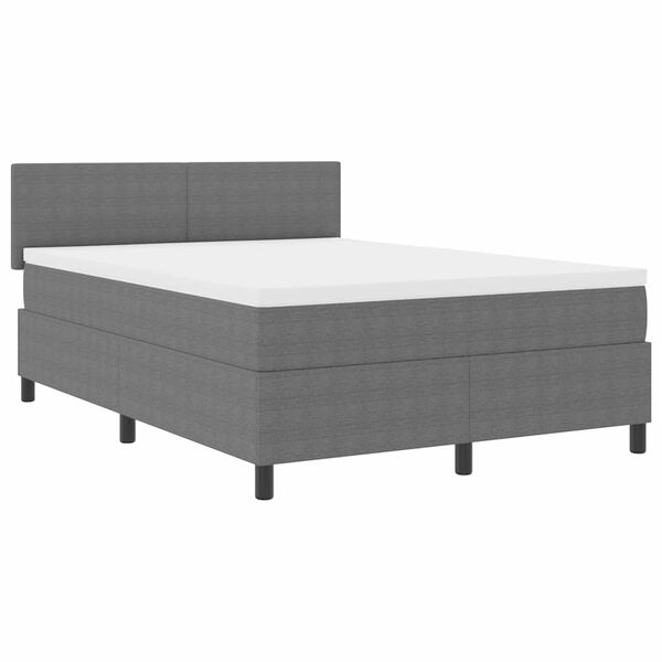 vidaXL Pat cu arc LED cu headboard Gri deschis și alb. 140 x 200 cm