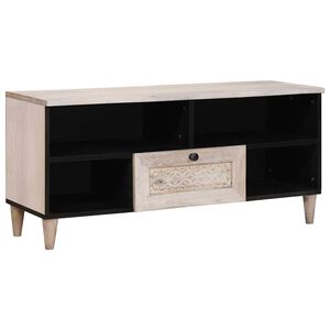 vidaXL Cabinet TV Alb decolorat 100 x 33 x 46 cm Lemn de mango solid