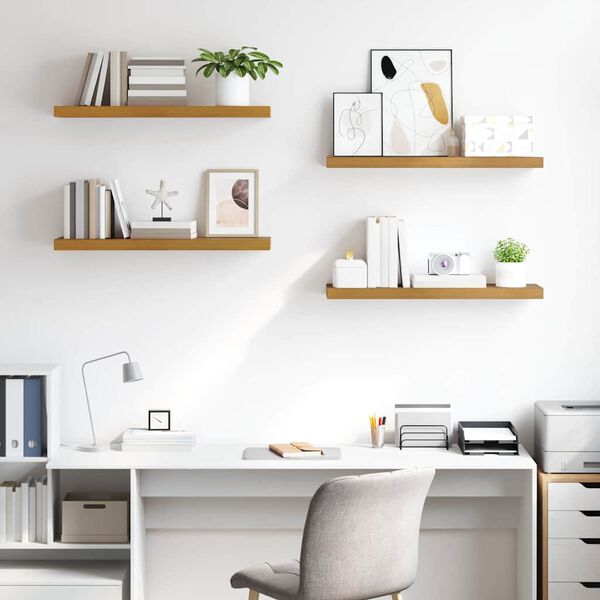 vidaXL Raft de perete 4 pcs Bej 80 x 23,5 x 4 cm Lemn compozit