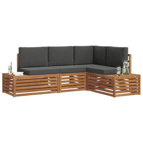 vidaXL Set de canapele de exterior 4 Bucată Natural și Antracit