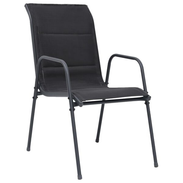 vidaXL Set mobilier de exterior, 7 piese, negru, oțel