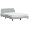 vidaXL Pat cu saltea, Dover, gri deschis, 140x190 cm, catifea