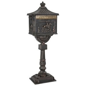 vidaXL Cutie poștală cu suport cu ușă Bronz 42,5 x 29,5 x 117 cm