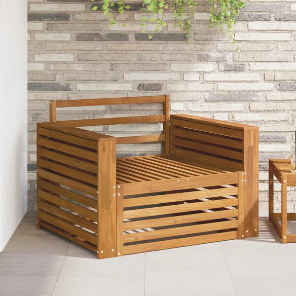 vidaXL 2 Bucată Sofa cu Brațe Lemn Solid de Acacia natural