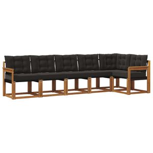 vidaXL Set de canapele de exterior cu pernă 6 pcs Natural și Negru