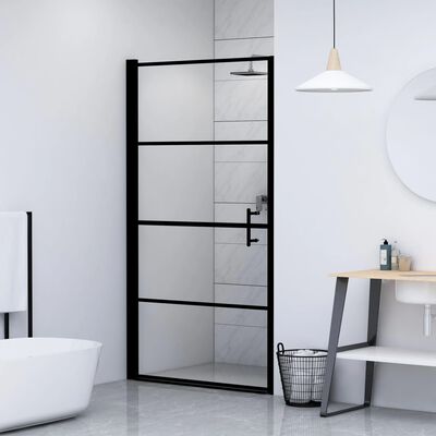vidaXL Ușă de duș, negru, 81 x 195 cm, sticlă securizată