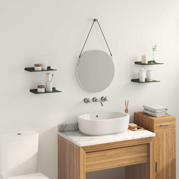 vidaXL Raft suspendat 4 pcs Verde măsliniu 30 x 18 x 2,5 cm Oțel