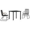 vidaXL Set de masă pentru grădină 3 pcs Negru