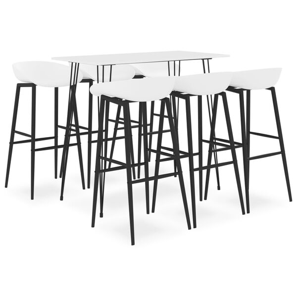vidaXL Set mobilier de bar, 7 piese, alb