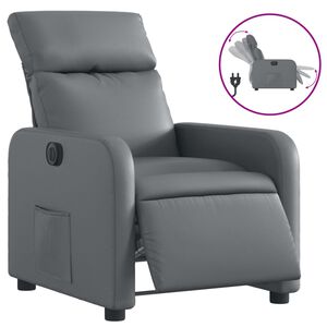 vidaXL Fotoliu rabatabil electric, gri, piele ecologică