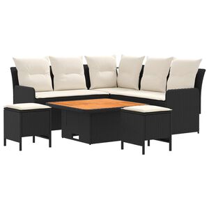 vidaXL Seturi de mobilier cu pernă 6 pcs Negru și Crem Ratan PE