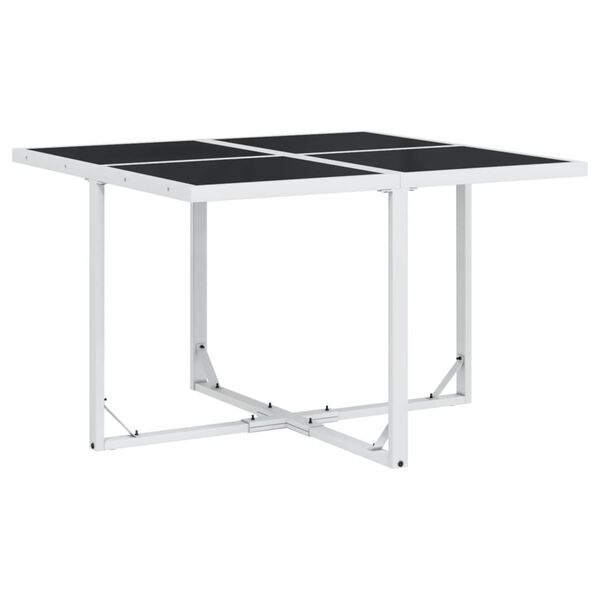 vidaXL Set mobilier de grădină, 5 piese, cu perne, alb, textilenă