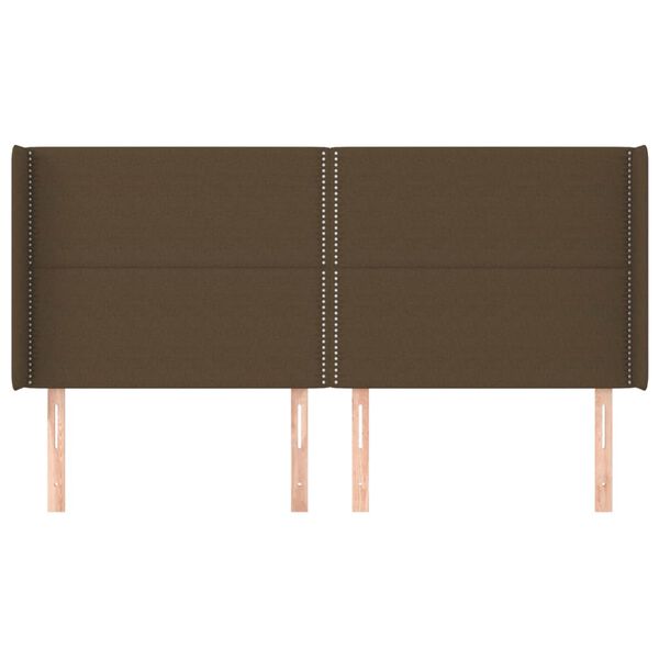 vidaXL Tăblie de pat cu aripioare maro &icirc;nchis 163x16x118/128 cm textil