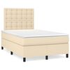 vidaXL Pat box spring cu saltea, crem, 120x200 cm, textil