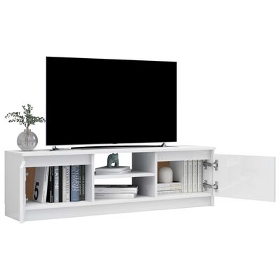 vidaXL Comodă TV, alb extralucios, 120 x 30 x 35,5 cm, PAL