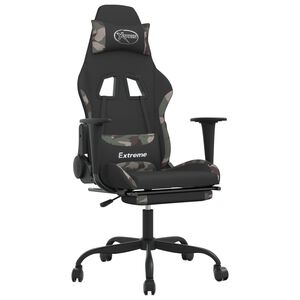 vidaXL Scaun de gaming cu suport picioare, negru și camuflaj, textil