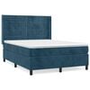 vidaXL Pat box spring cu saltea, albastru &icirc;nchis, 140x200 cm, catifea