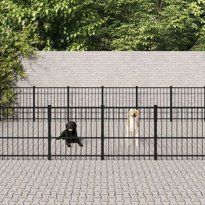 vidaXL Padoc pentru câini de exterior, 47,05 m², oțel