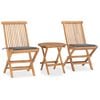 vidaXL Set mobilier exterior pliabil cu perne, 3 piese, lemn masiv tec