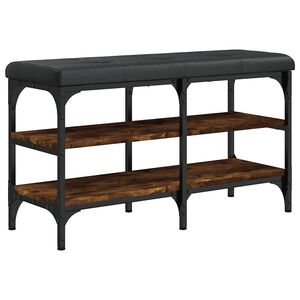 vidaXL Bancă de pantofi, stejar fumuriu, 82x32x47 cm, lemn prelucrat