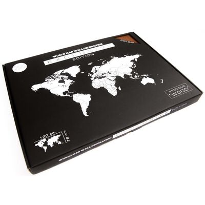 MiMi Innovations Decor perete harta lumii Exclusive, 130x78 cm, mahon