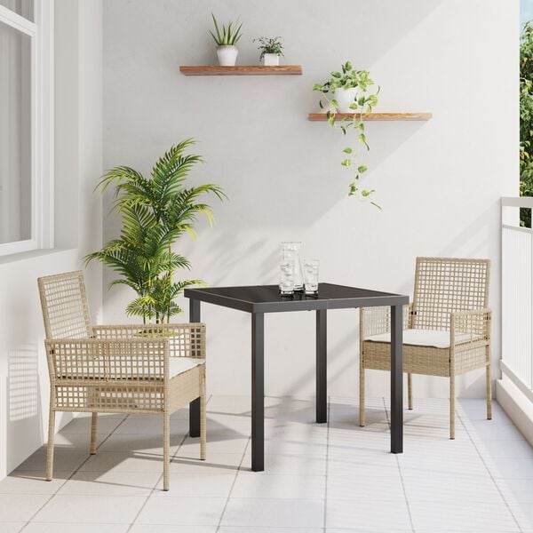 vidaXL Scaun pentru Grădină 2 pcs Bej 53 x 60 x 85cm poliratan