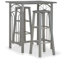 vidaXL Set mobilier de bar, 3 piese, antracit, lemn și oțel