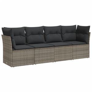 vidaXL Set canapea de grădină cu perne, 4 piese, gri, poliratan
