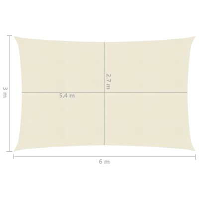 vidaXL Pânză parasolar, crem, 3 x 6 m, HDPE, 160 g/m²