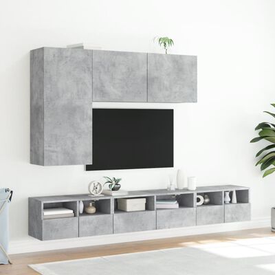 vidaXL Comode TV de perete, 5 piese, gri beton, lemn prelucrat