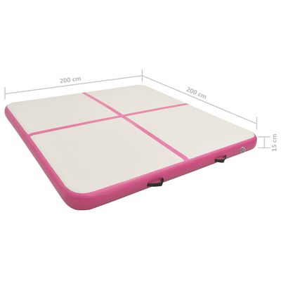 vidaXL Saltea gimnastică gonflabilă cu pompă roz 200x200x15 cm PVC