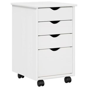 vidaXL Cabinet mobil cu roata Alb 34 x 39 x 56 cm Lemn masiv de pin