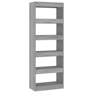 vidaXL Bibliotecă/Separator cameră, gri sonoma, 60x30x166 cm, PAL