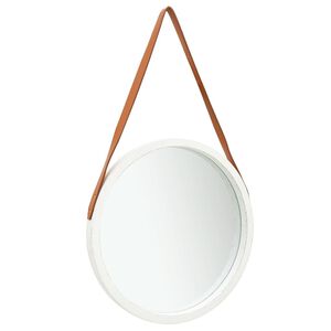 vidaXL Oglindă de perete cu o curea, 50 cm, alb