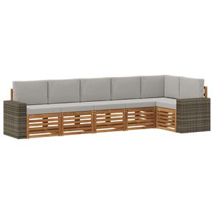 vidaXL Set canapea sectională cu pernă 6 pcs Natural și gri deschis